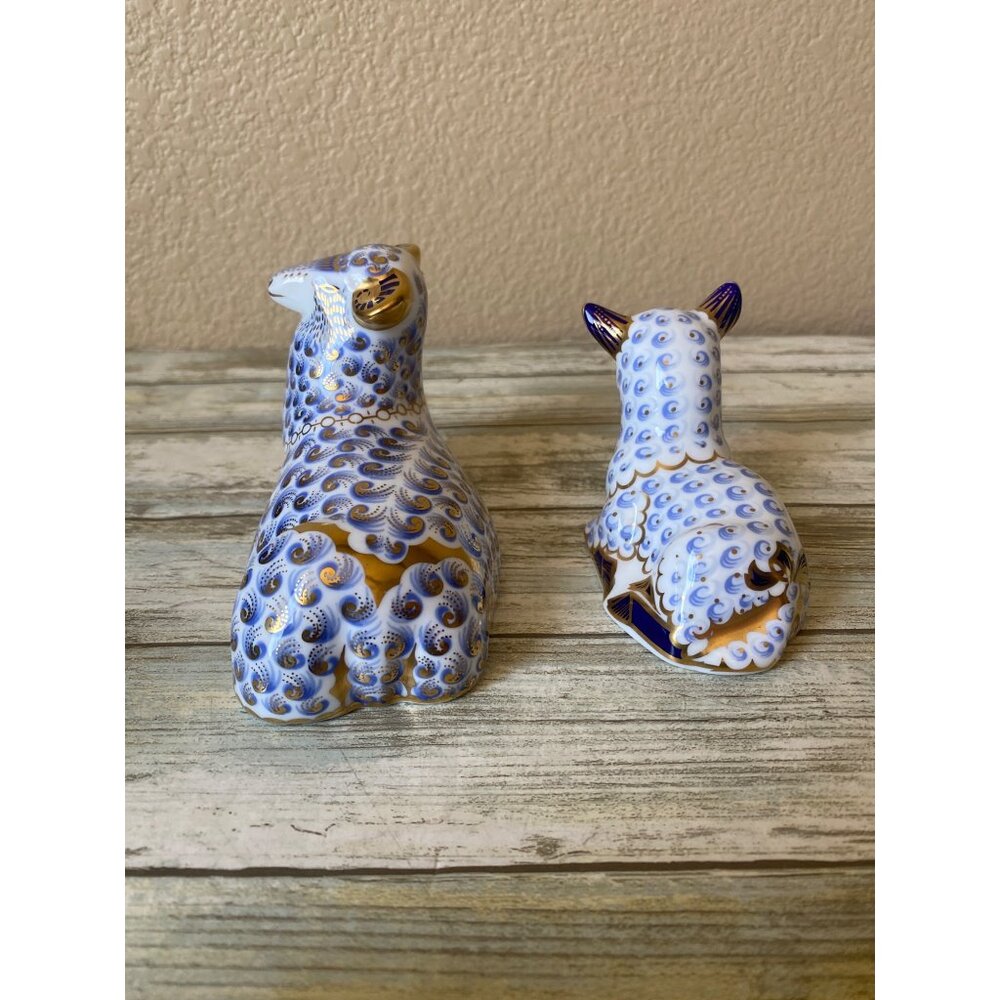 Royal Crown Derby Imari Ram & Lamb Paperweights – Gold Stopper Set of 2 1994 - Picture 4 of 15